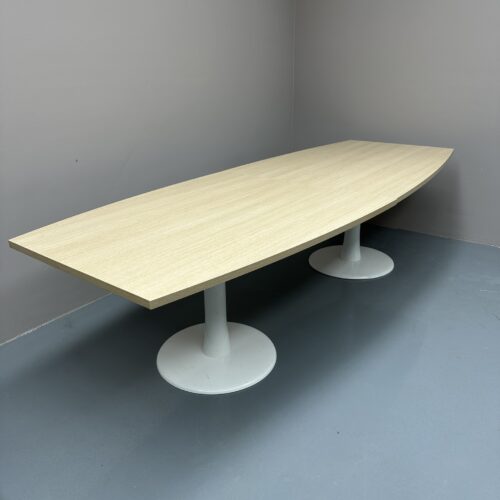 Ovale houten vergadertafel - stalen witte poten